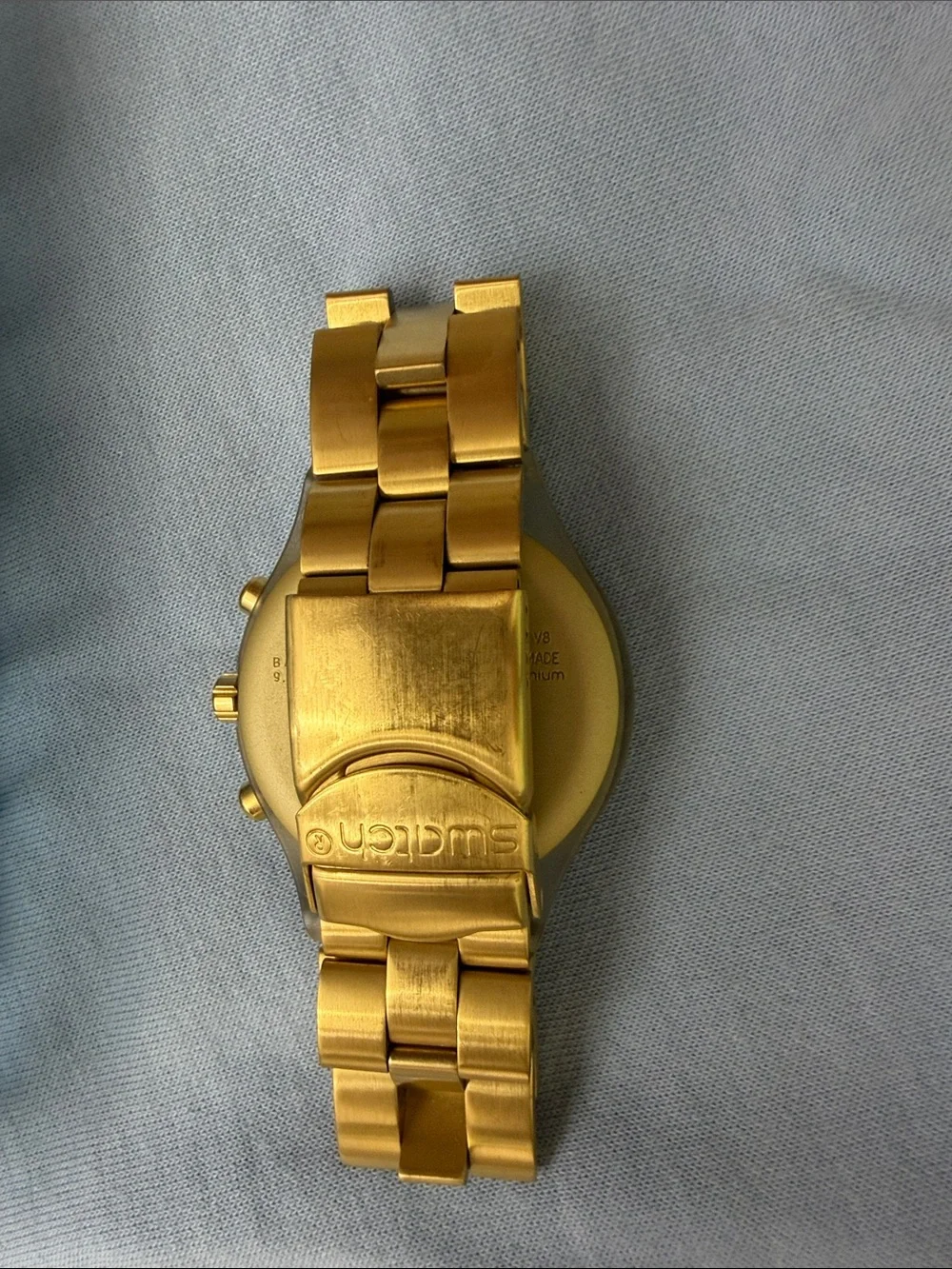 Swatch Irony Diaphane Gold-Tone Chronograph Watch with Metallic Gold Dial
